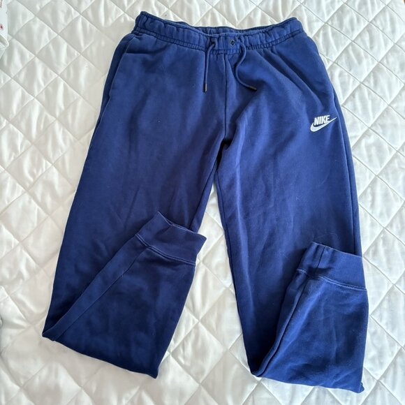 Nike Womens Size Small Sportswear Fleece Pants Joggers Sweatpants Blue Ankle - Picture 1 of 9
